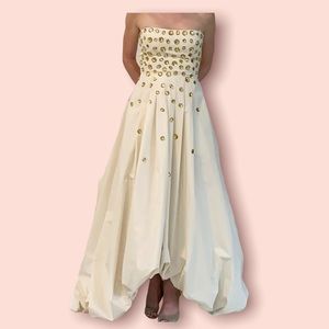 NWT Stunning BCBG Crystal Studded High Low Evening Gown